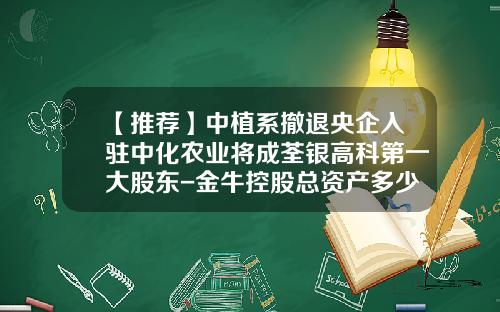 【推荐】中植系撤退央企入驻中化农业将成荃银高科第一大股东-金牛控股总资产多少