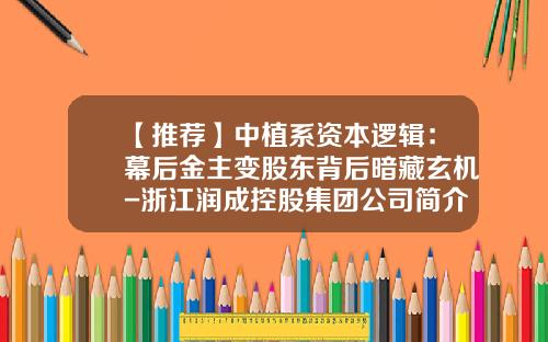【推荐】中植系资本逻辑：幕后金主变股东背后暗藏玄机-浙江润成控股集团公司简介