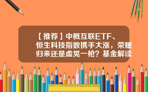 【推荐】中概互联ETF、恒生科技指数携手大涨，荣耀归来还是虚晃一枪？基金解读来了-互联基金