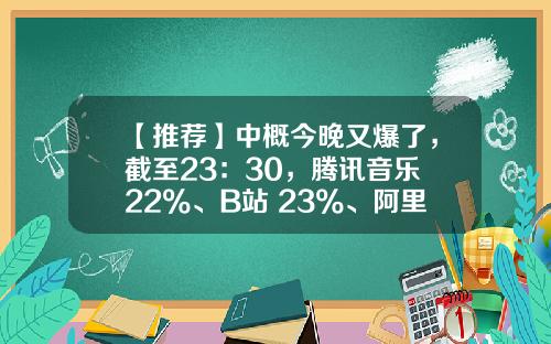 【推荐】中概今晚又爆了，截至23：30，腾讯音乐+22%、B站+23%、阿里+11%、-腾讯收了b站多少股份