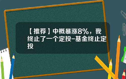 【推荐】中概暴涨8%，我终止了一个定投-基金终止定投