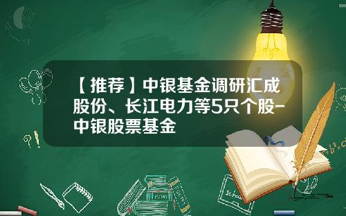 【推荐】中银基金调研汇成股份、长江电力等5只个股-中银股票基金