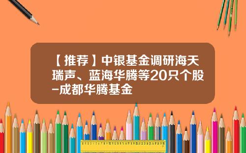 【推荐】中银基金调研海天瑞声、蓝海华腾等20只个股-成都华腾基金