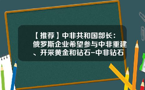 【推荐】中非共和国部长：俄罗斯企业希望参与中非重建、开采黄金和钻石-中非钻石股份有限公司