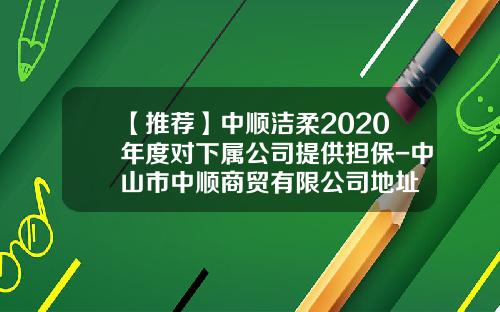 【推荐】中顺洁柔2020年度对下属公司提供担保-中山市中顺商贸有限公司地址