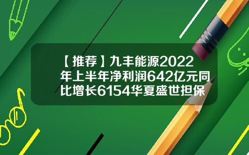 【推荐】九丰能源2022年上半年净利润642亿元同比增长6154华夏盛世担保公司