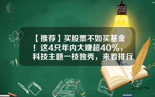 【推荐】买股票不如买基金！这4只年内大赚超40%，科技主题一枝独秀，来看排行榜-行业指数基金有哪些