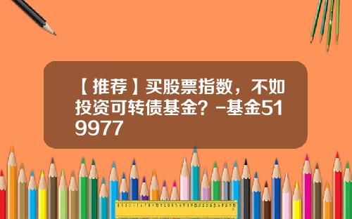 【推荐】买股票指数，不如投资可转债基金？-基金519977