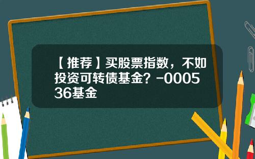 【推荐】买股票指数，不如投资可转债基金？-000536基金