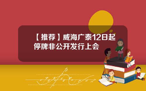 【推荐】威海广泰12日起停牌非公开发行上会