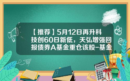 【推荐】5月12日再升科技创60日新低，天弘增强回报债券A基金重仓该股-基金天弘精选