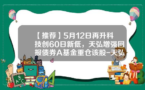【推荐】5月12日再升科技创60日新低，天弘增强回报债券A基金重仓该股-天弘基金收益率