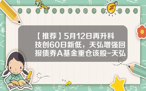 【推荐】5月12日再升科技创60日新低，天弘增强回报债券A基金重仓该股-天弘安康养老混合基金