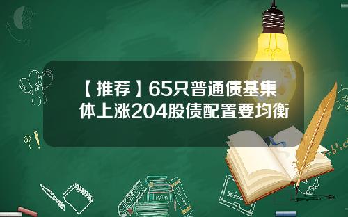 【推荐】65只普通债基集体上涨204股债配置要均衡