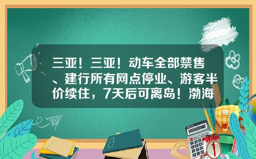 三亚！三亚！动车全部禁售、建行所有网点停业、游客半价续住，7天后可离岛！渤海海域将执行为期一个月的军事任务！台军夜间演练引发山火-晚上买的基金【新闻】.
