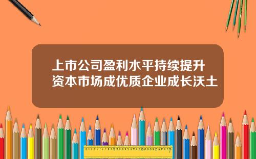 上市公司盈利水平持续提升资本市场成优质企业成长沃土