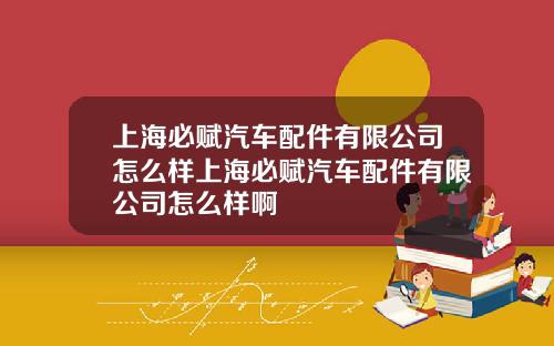 上海必赋汽车配件有限公司怎么样上海必赋汽车配件有限公司怎么样啊