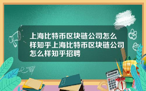 上海比特币区块链公司怎么样知乎上海比特币区块链公司怎么样知乎招聘