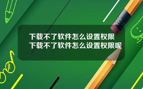 下载不了软件怎么设置权限下载不了软件怎么设置权限呢