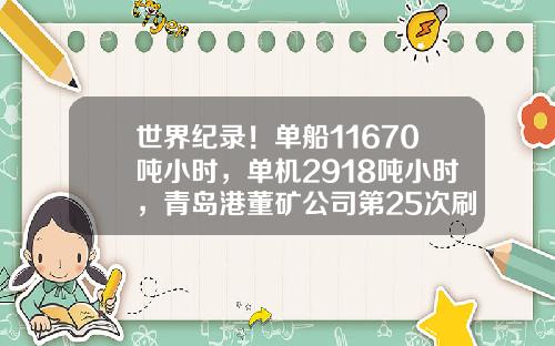 世界纪录！单船11670吨小时，单机2918吨小时，青岛港董矿公司第25次刷新铁矿接卸世界纪录-20万吨级矿船多少米