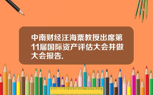 中南财经汪海粟教授出席第11届国际资产评估大会并做大会报告.