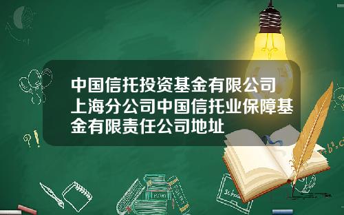 中国信托投资基金有限公司上海分公司中国信托业保障基金有限责任公司地址