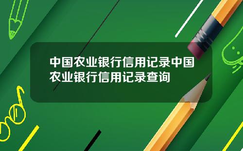 中国农业银行信用记录中国农业银行信用记录查询