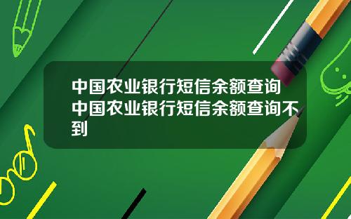 中国农业银行短信余额查询中国农业银行短信余额查询不到