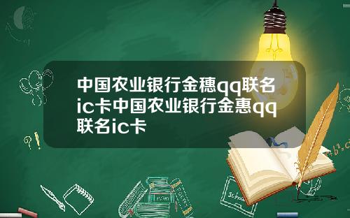 中国农业银行金穗qq联名ic卡中国农业银行金惠qq联名ic卡