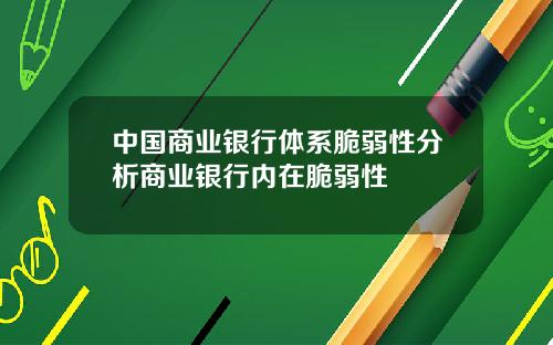 中国商业银行体系脆弱性分析商业银行内在脆弱性