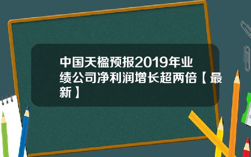 中国天楹预报2019年业绩公司净利润增长超两倍【最新】