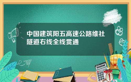 中国建筑阳五高速公路维社隧道右线全线贯通