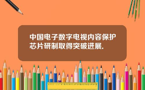 中国电子数字电视内容保护芯片研制取得突破进展.