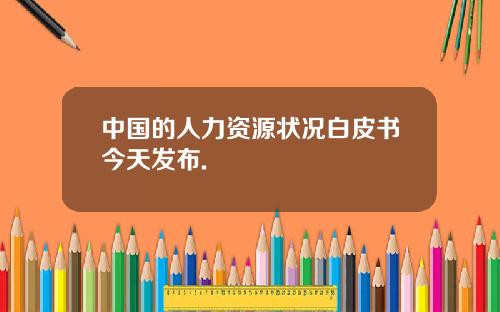 中国的人力资源状况白皮书今天发布.