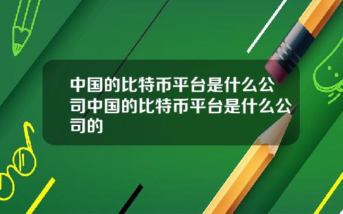 中国的比特币平台是什么公司中国的比特币平台是什么公司的