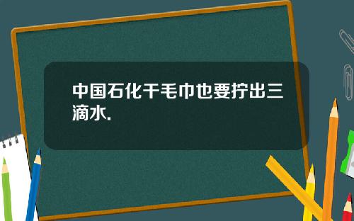 中国石化干毛巾也要拧出三滴水.