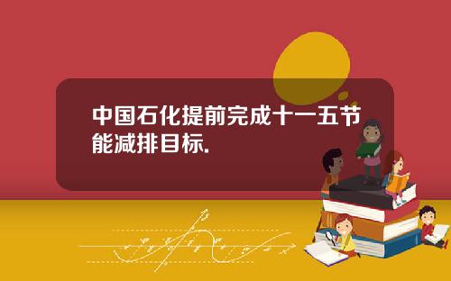 中国石化提前完成十一五节能减排目标.