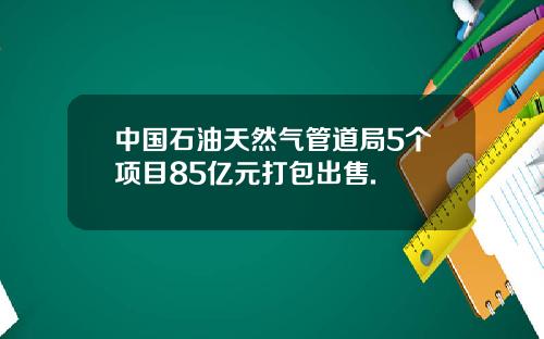 中国石油天然气管道局5个项目85亿元打包出售.