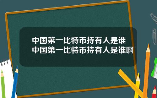 中国第一比特币持有人是谁中国第一比特币持有人是谁啊