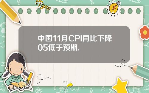 中国11月CPI同比下降05低于预期.