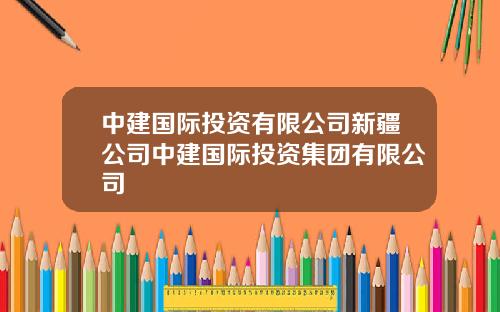 中建国际投资有限公司新疆公司中建国际投资集团有限公司