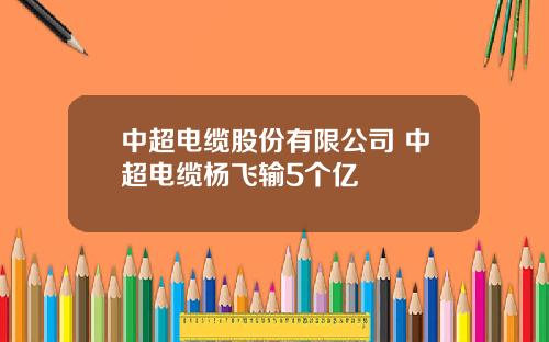 中超电缆股份有限公司 中超电缆杨飞输5个亿