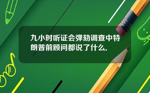九小时听证会弹劾调查中特朗普前顾问都说了什么.