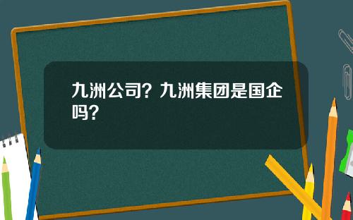 九洲公司？九洲集团是国企吗？