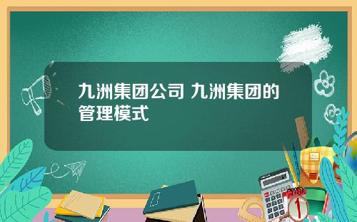 九洲集团公司 九洲集团的管理模式