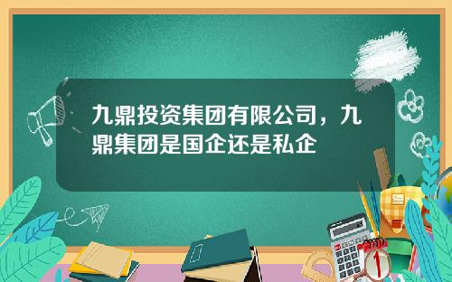 九鼎投资集团有限公司，九鼎集团是国企还是私企