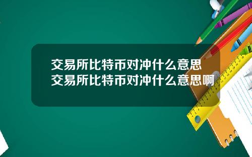 交易所比特币对冲什么意思交易所比特币对冲什么意思啊