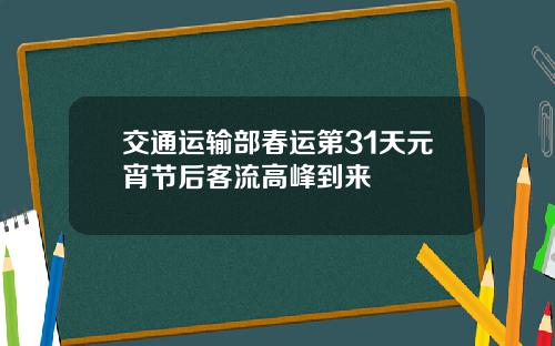 交通运输部春运第31天元宵节后客流高峰到来