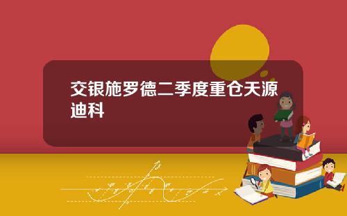 交银施罗德二季度重仓天源迪科