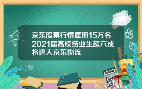 京东股票行情雇用15万名2021届高校结业生超六成将进入京东物流